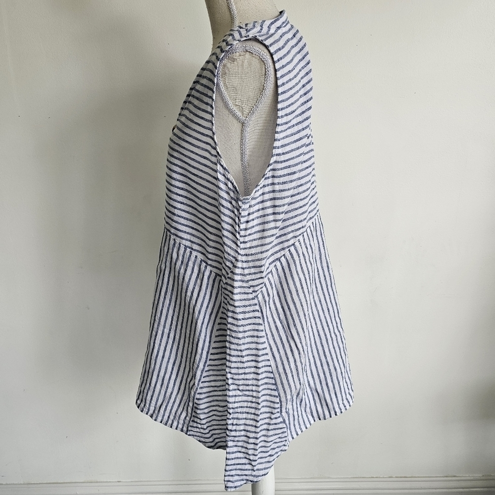 LAST CHANCE - Beach Lunch Lounge Striped Linen Blend Tank Tunic - Picture 4 of 8